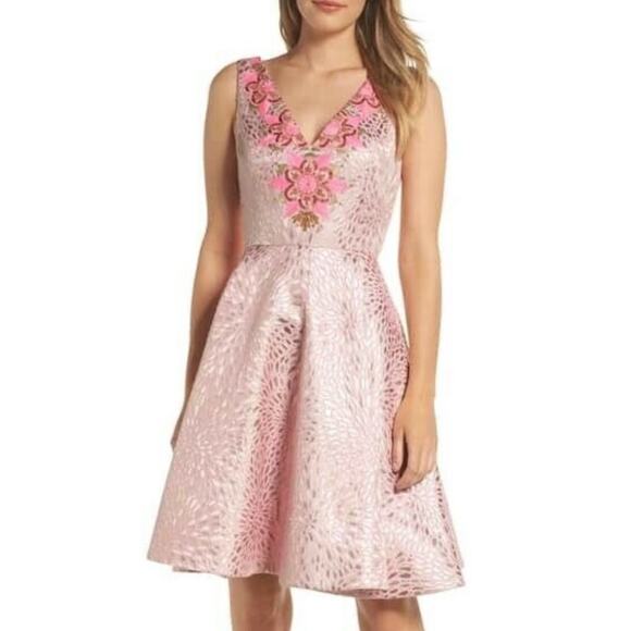 Lilly Pulitzer Dresses & Skirts - LILLY PULITZER NWT $328 Elanie Dress Pink Tropics Lagoon Jacquard SZ 10